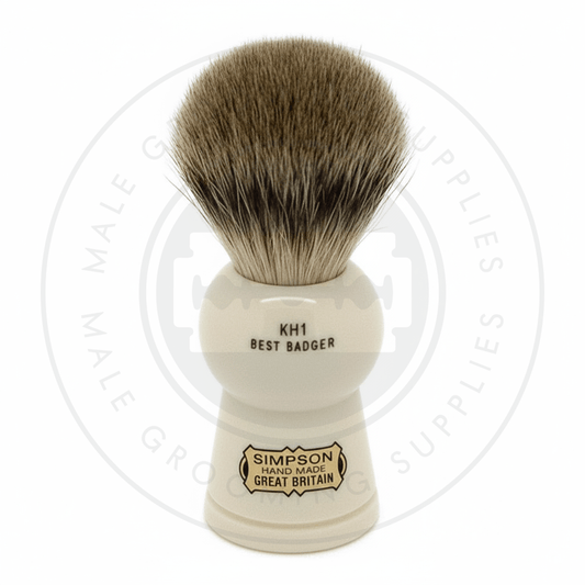 Simpsons Keyhole faux ivory shaving brush with Best Badger hair - KH1 Best - Front View