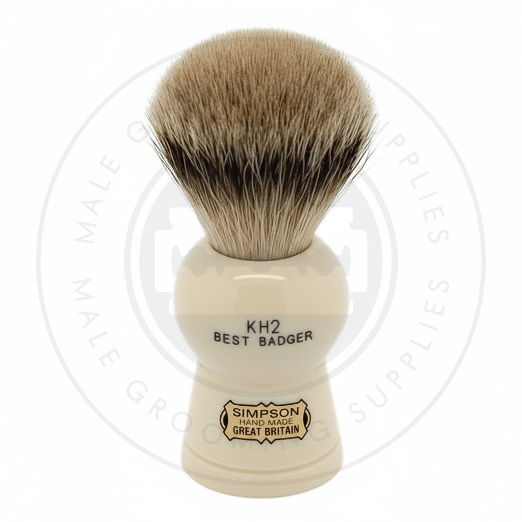 Simpsons Keyhole faux ivory shaving brush with Best Badger hair - KH2 Best - Front View