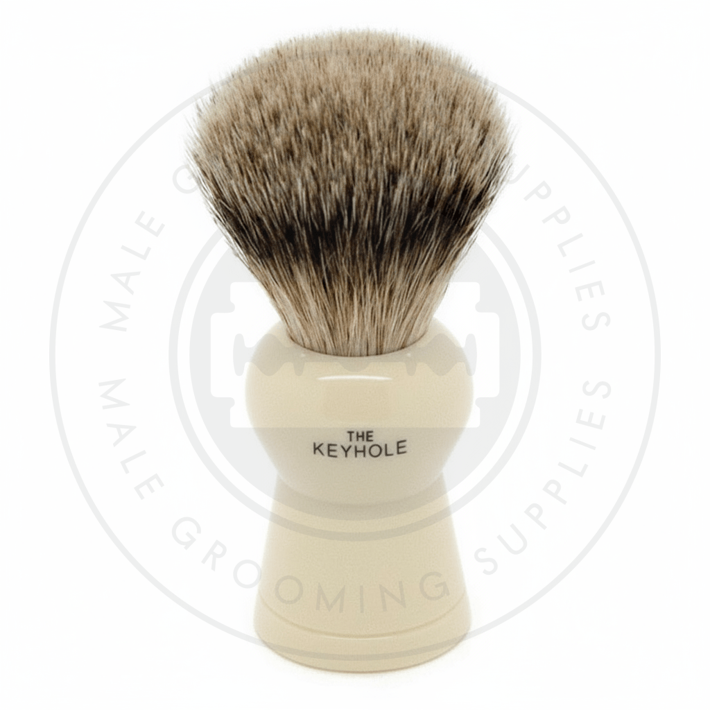 Simpsons Keyhole faux ivory shaving brush with Best Badger hair - KH3 Best - Back View