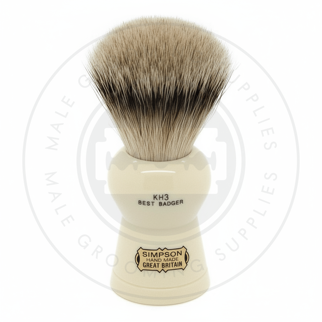 Simpsons Keyhole faux ivory shaving brush with Best Badger hair - KH3 Best - Front View