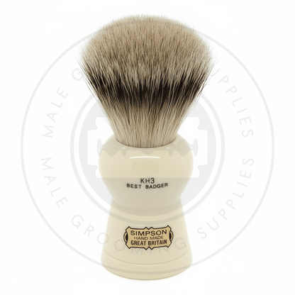 Simpsons Keyhole faux ivory shaving brush with Best Badger hair - KH3 Best - Front View