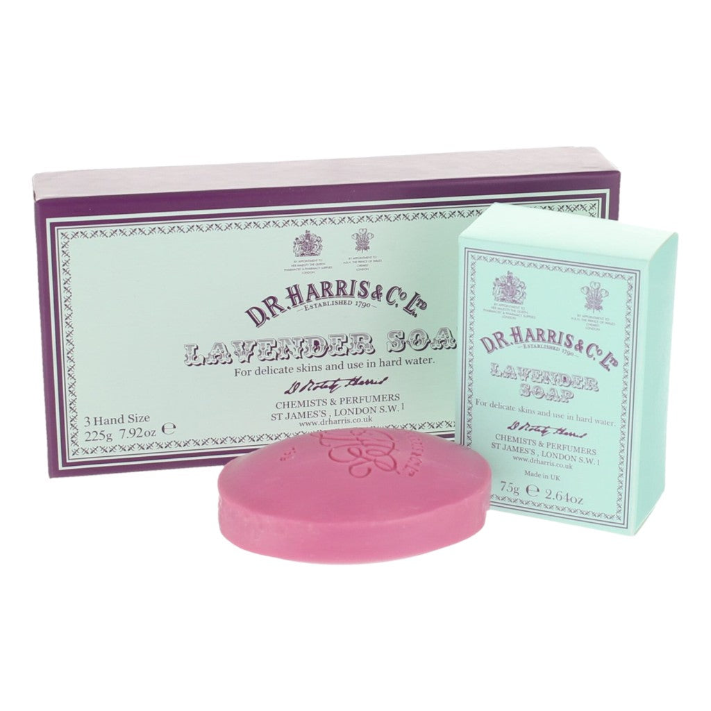 D.R. Harris Lavender Hand Soap 3 Pack – Triple-Milled Bars With Old English Lavender Scent.