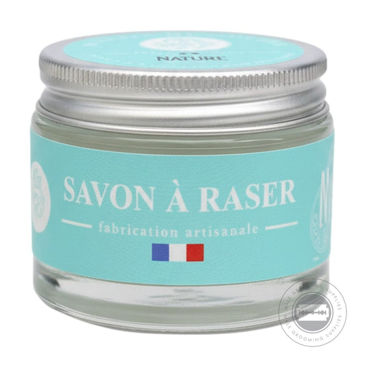 Martin De Candre Natural Shaving Soap jar with aluminium lid fragrance free formula for sensitive skin - 50g