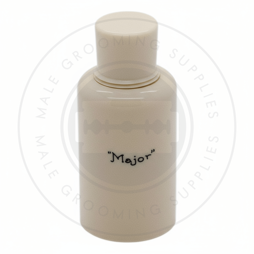 Simpsons Major faux ivory travel shaving brush with Super Silvertip Badger hair - Closed View Back