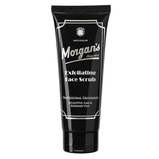 Black tube of Morgan's Exfoliating Face Scrub on a white background