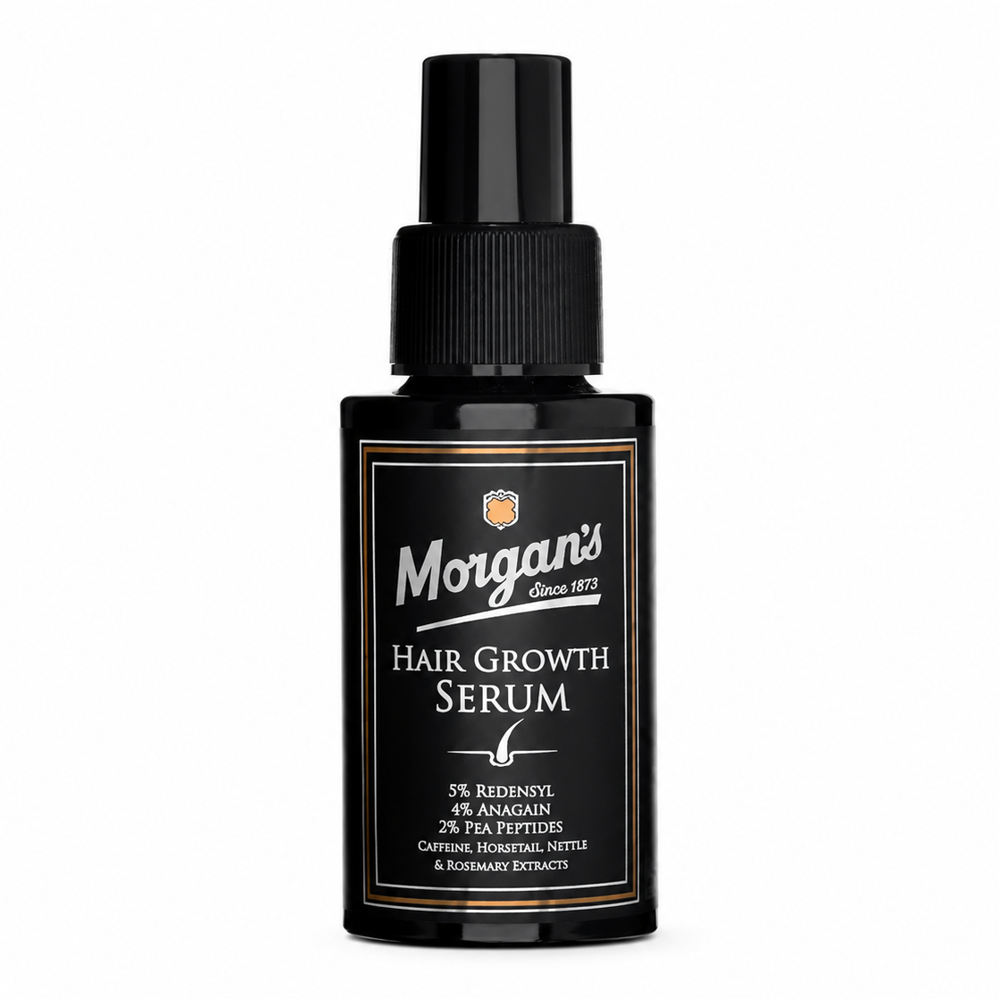 Bottle of Morgan's Hair Growth Serum on a white background
