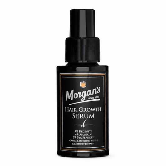 Bottle of Morgan's Hair Growth Serum on a white background