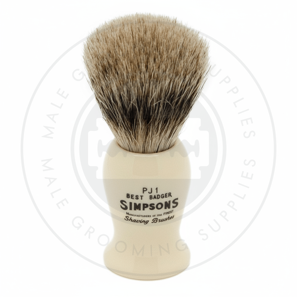 Simpsons Persian Jar faux ivory shaving brush with Best or Super Badger hair - PJ1 Best - Front