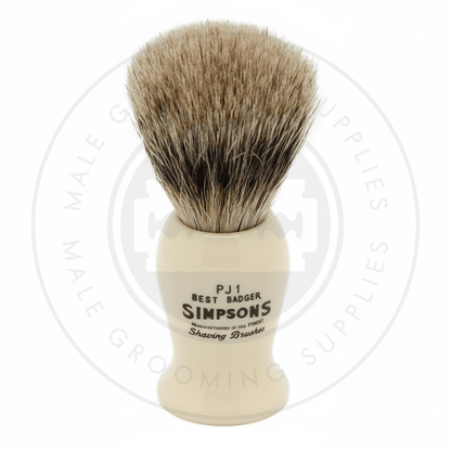 Simpsons Persian Jar faux ivory shaving brush with Best or Super Badger hair - PJ1 Best - Front