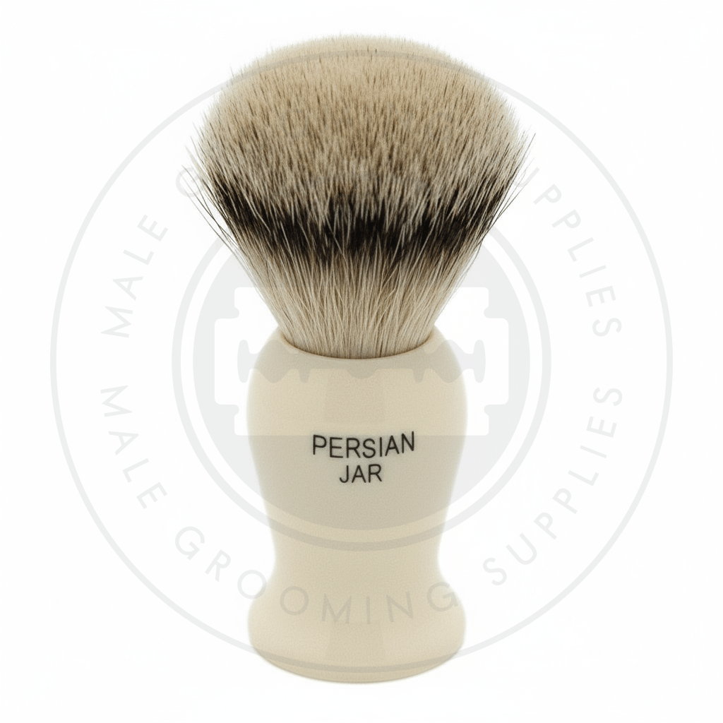 Simpsons Persian Jar faux ivory shaving brush with Best or Super Badger hair - PJ1 Super - Back 