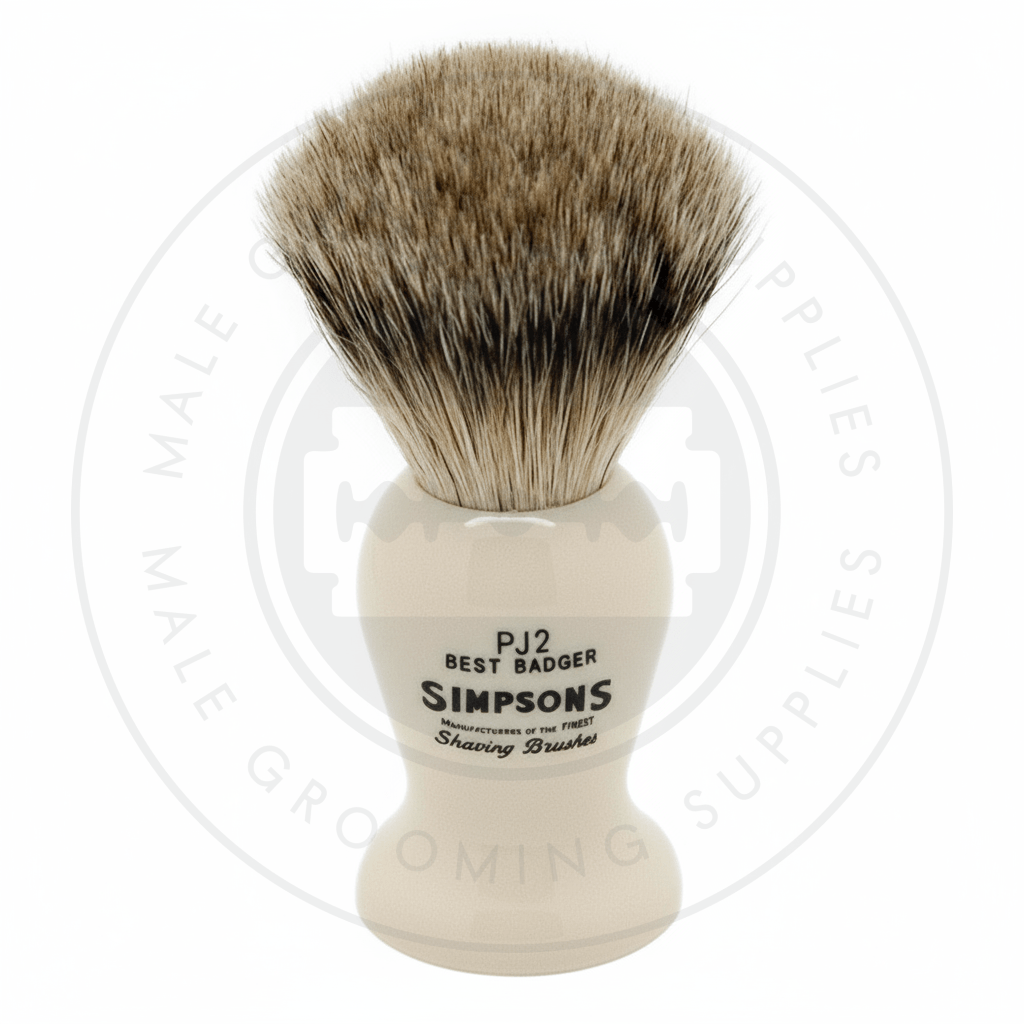 Simpsons Persian Jar faux ivory shaving brush with Best or Super Badger hair - PJ2 Best - Front