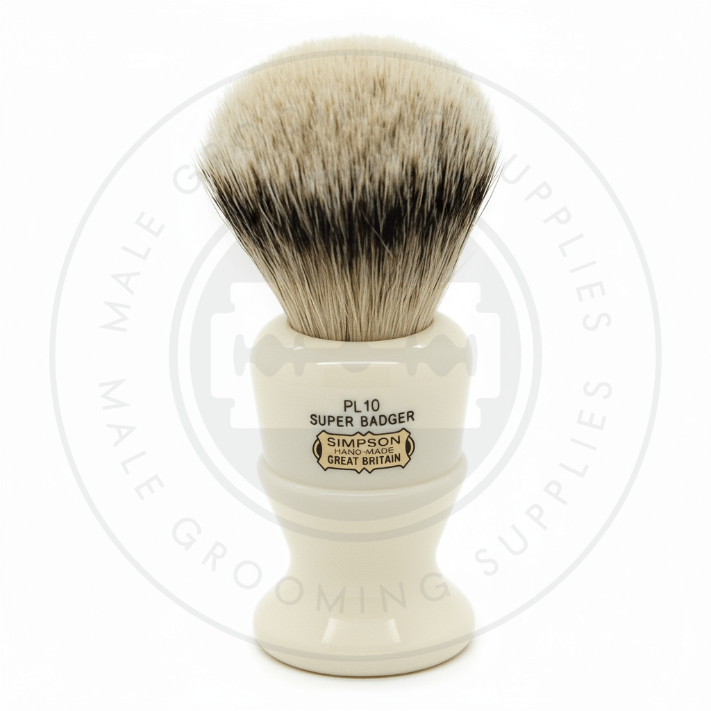 Simpsons Polo faux ivory shaving brush with Best or Super Silvertip Badger hair - PL10 Super - Front