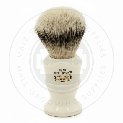 Simpsons Polo faux ivory shaving brush with Best or Super Silvertip Badger hair - PL10 Super - Front