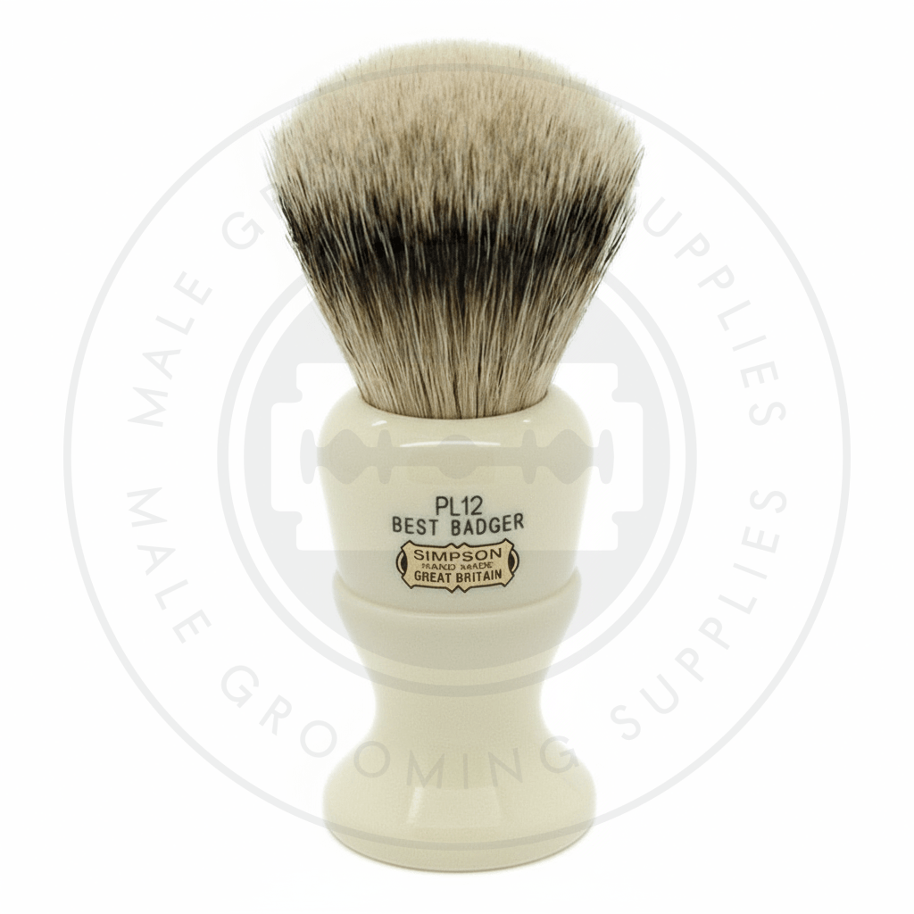 Simpsons Polo faux ivory shaving brush with Best or Super Silvertip Badger hair - PL12 Best - Front