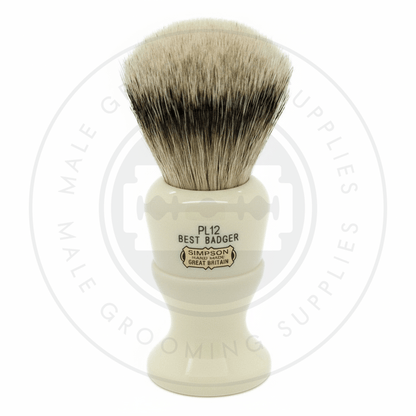 Simpsons Polo faux ivory shaving brush with Best or Super Silvertip Badger hair - PL12 Best - Front