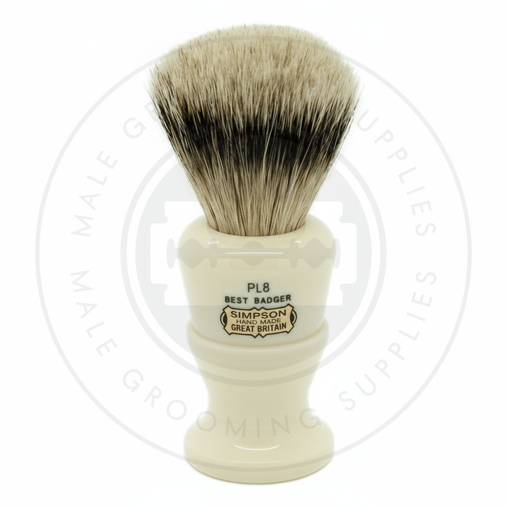 Simpsons Polo faux ivory shaving brush with Best or Super Silvertip Badger hair - PL8 Best - Front