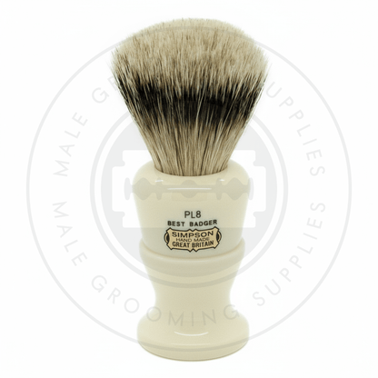 Simpsons Polo faux ivory shaving brush with Best or Super Silvertip Badger hair - PL8 Best - Front