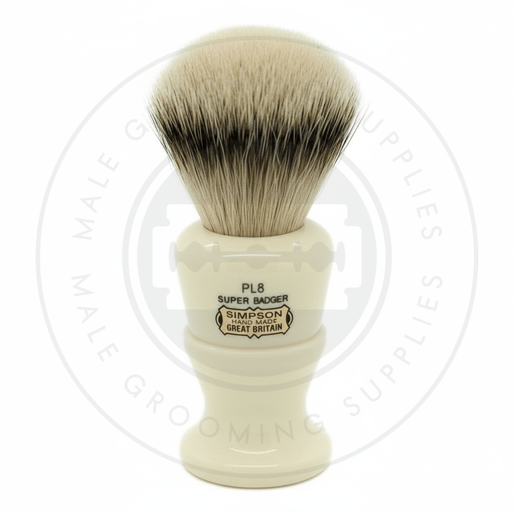Simpsons Polo faux ivory shaving brush with Best or Super Silvertip Badger hair - PL8 - Front