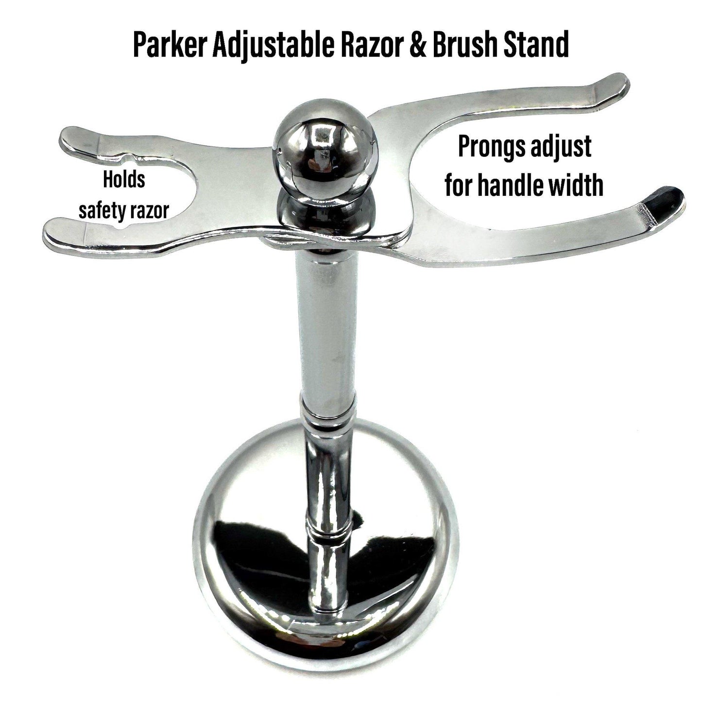 Parker Deluxe ADJUSTABLE Chrome Safety Razor & Shave Brush Stand
