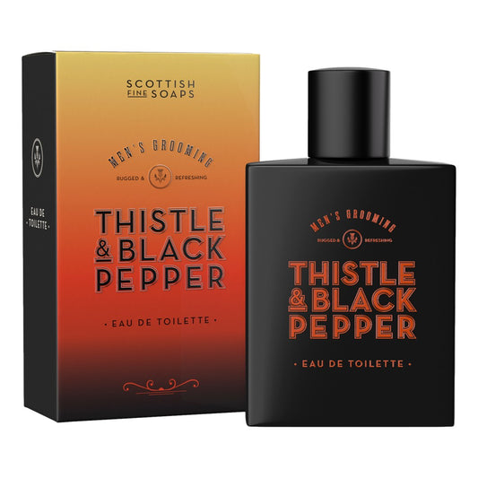 Scottish Fine Soaps Thistle & Black Pepper Eau de Toilette 100ml on white background