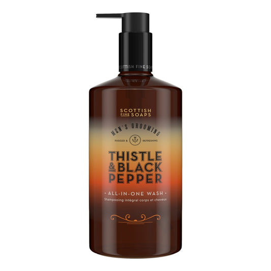 Scottish Fine Soaps Thistle & Black Pepper All-In-One Wash 500ml on white background