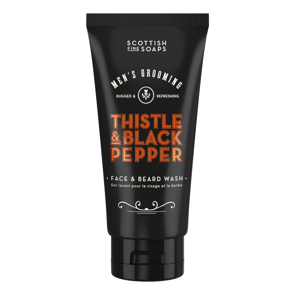 Scottish Fine Soaps Thistle & Black Pepper Face & Beard Wash 150ml on white background