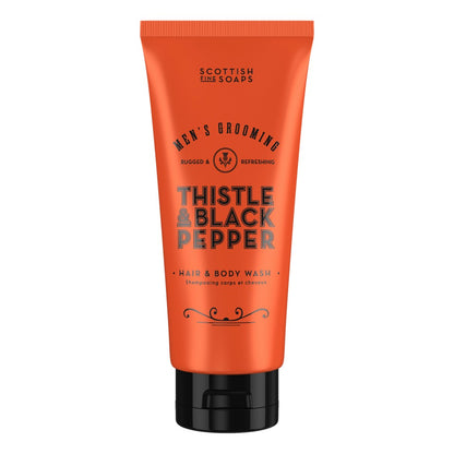 Scottish Fine Soaps Thistle & Black Pepper Hair & Body Wash 200ml on white background