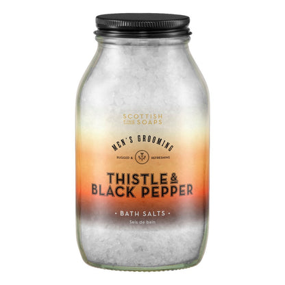 Scottish Fine Soaps Thistle & Black Pepper Bath Salts 500g on white background