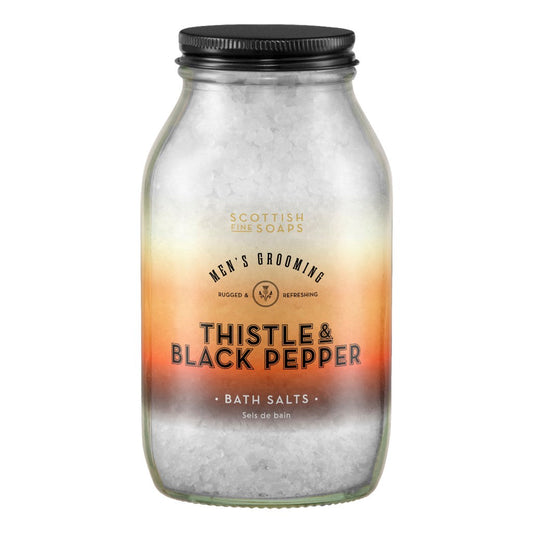 Scottish Fine Soaps Thistle & Black Pepper Bath Salts 500g on white background
