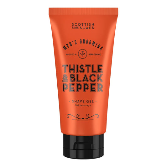 Scottish Fine Soaps Thistle & Black Pepper Shave Gel 150ml on white background