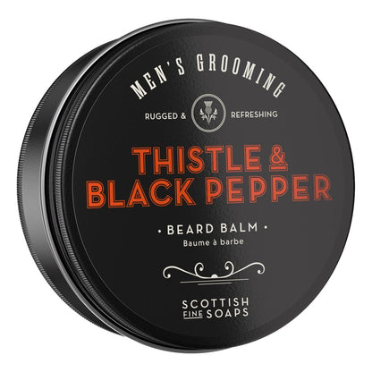 Scottish Fine Soaps Thistle & Black Pepper Beard Balm 95ml on white background