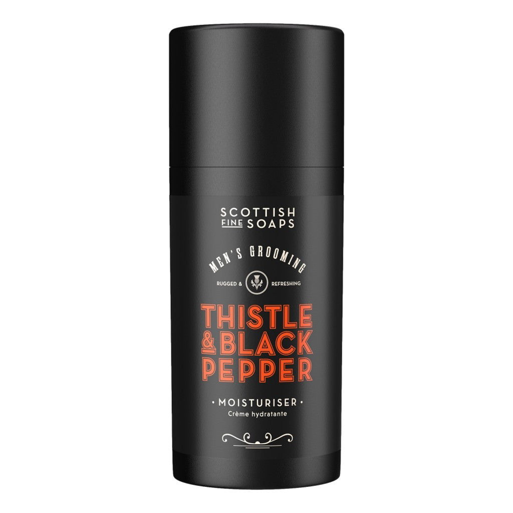 Scottish Fine Soaps Thistle & Black Pepper Moisturiser 100ml on white background
