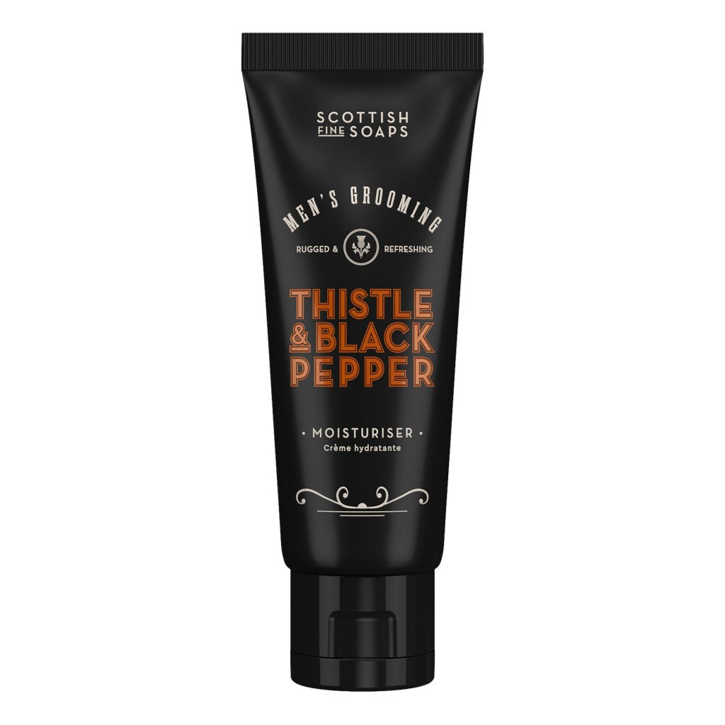 Scottish Fine Soaps Thistle & Black Pepper Moisturiser 75ml on white background