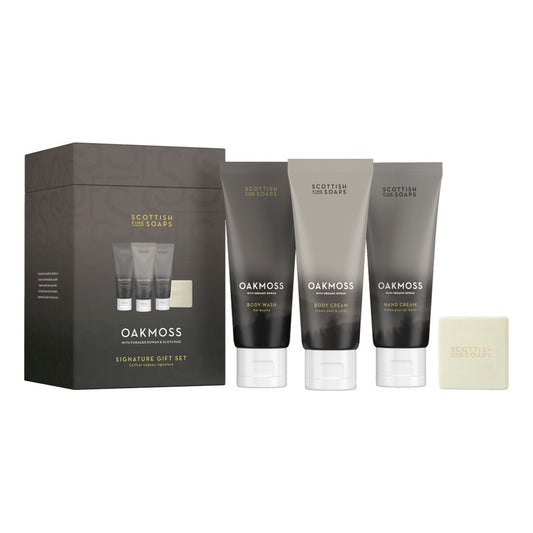 Scottish Fine Soaps Oakmoss Signature Gift Set on white background