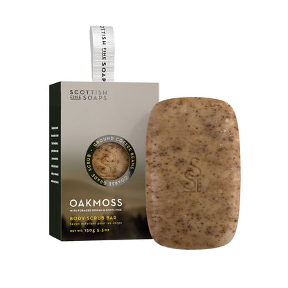 Scottish Fine Soaps Oakmoss Body Scrub Bar 150g on white background
