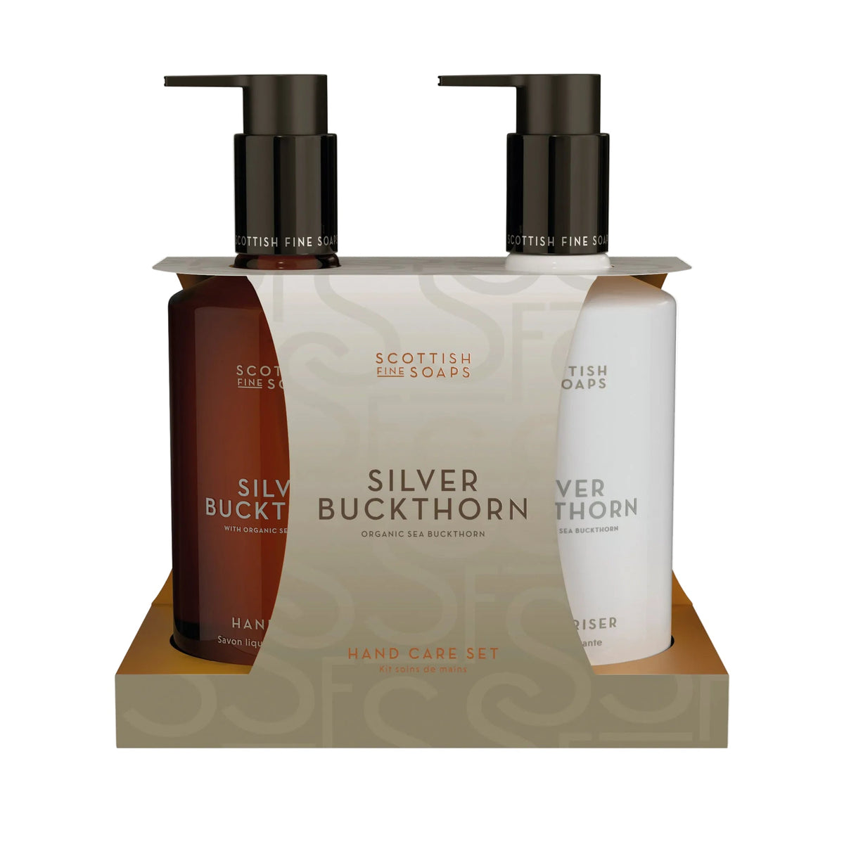 Scottish Fine Soaps Silver Buckthorn Hand Care Set on white background