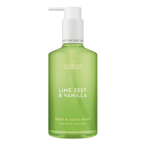 Scottish Fine Soaps Lime Zest & Vanilla Body & Hand Wash 300ml on white background