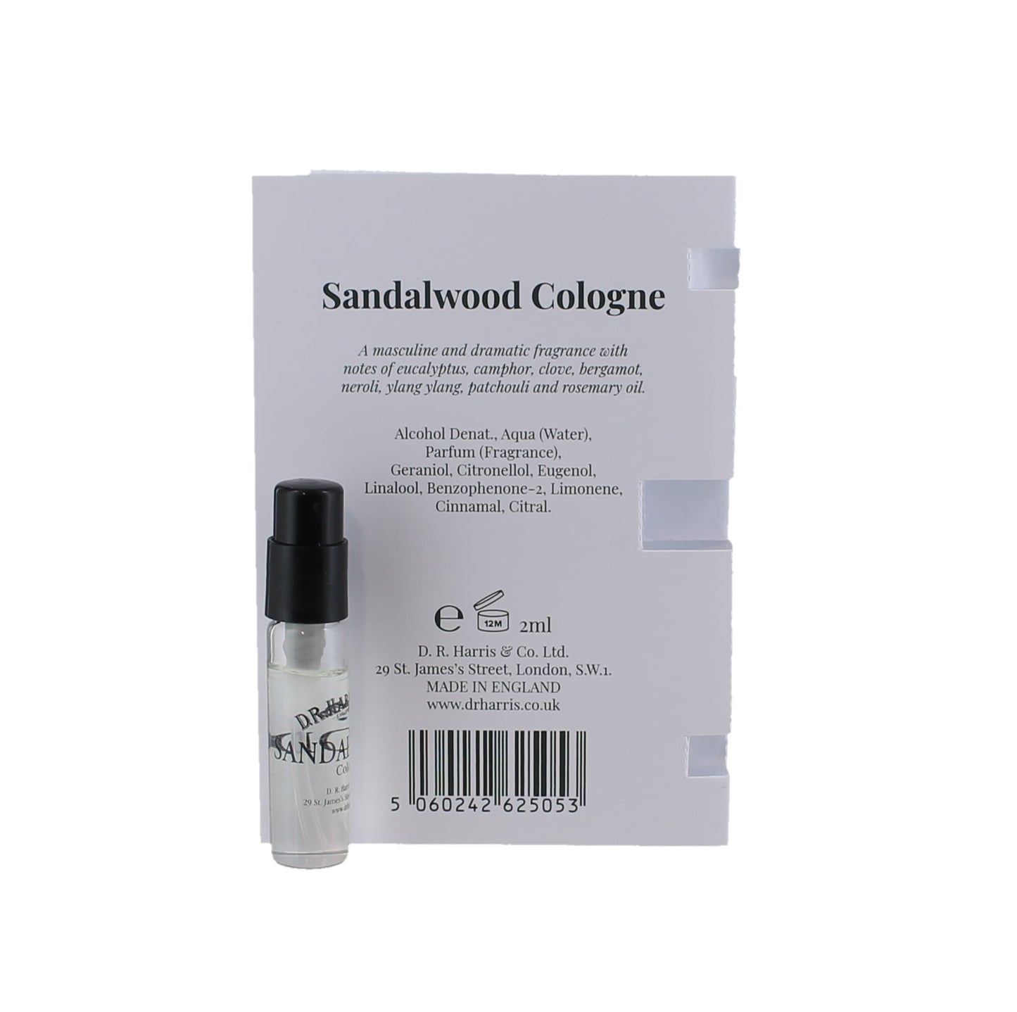 D.R. Harris Sandalwood Cologne In Glass Bottle - 2ml