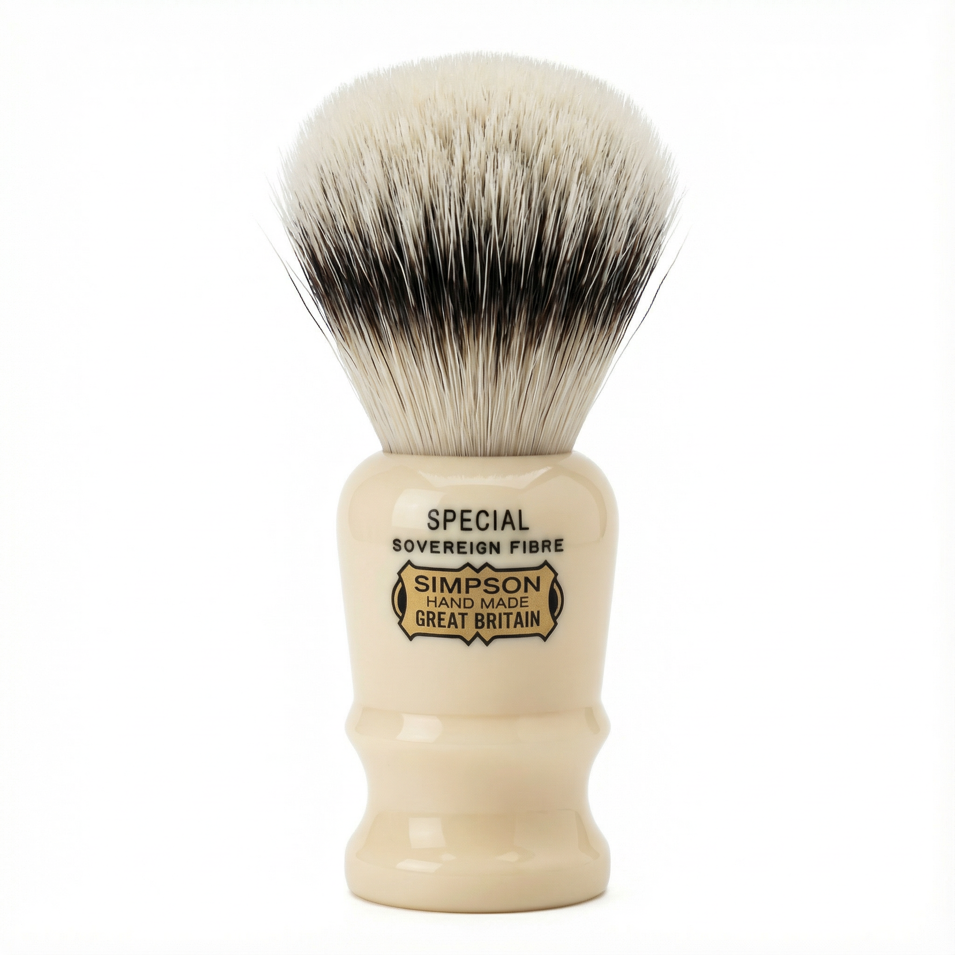 Simpsons Special faux ivory shaving brush with Sovereign Synthetic fibre
