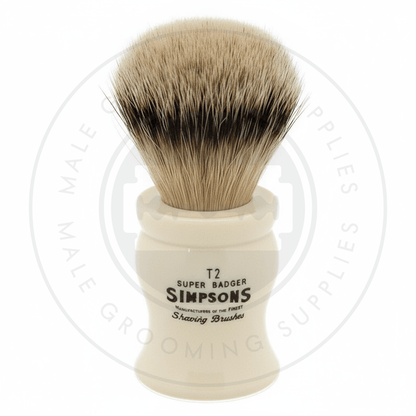 Simpsons Tulip faux ivory shaving brush with Super Silvertip Badger hair - T2 Front