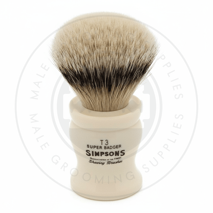 Simpsons Tulip faux ivory shaving brush with Super Silvertip Badger hair - T3 Front