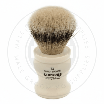 Simpsons Tulip faux ivory shaving brush with Super Silvertip Badger hair - T4 Front