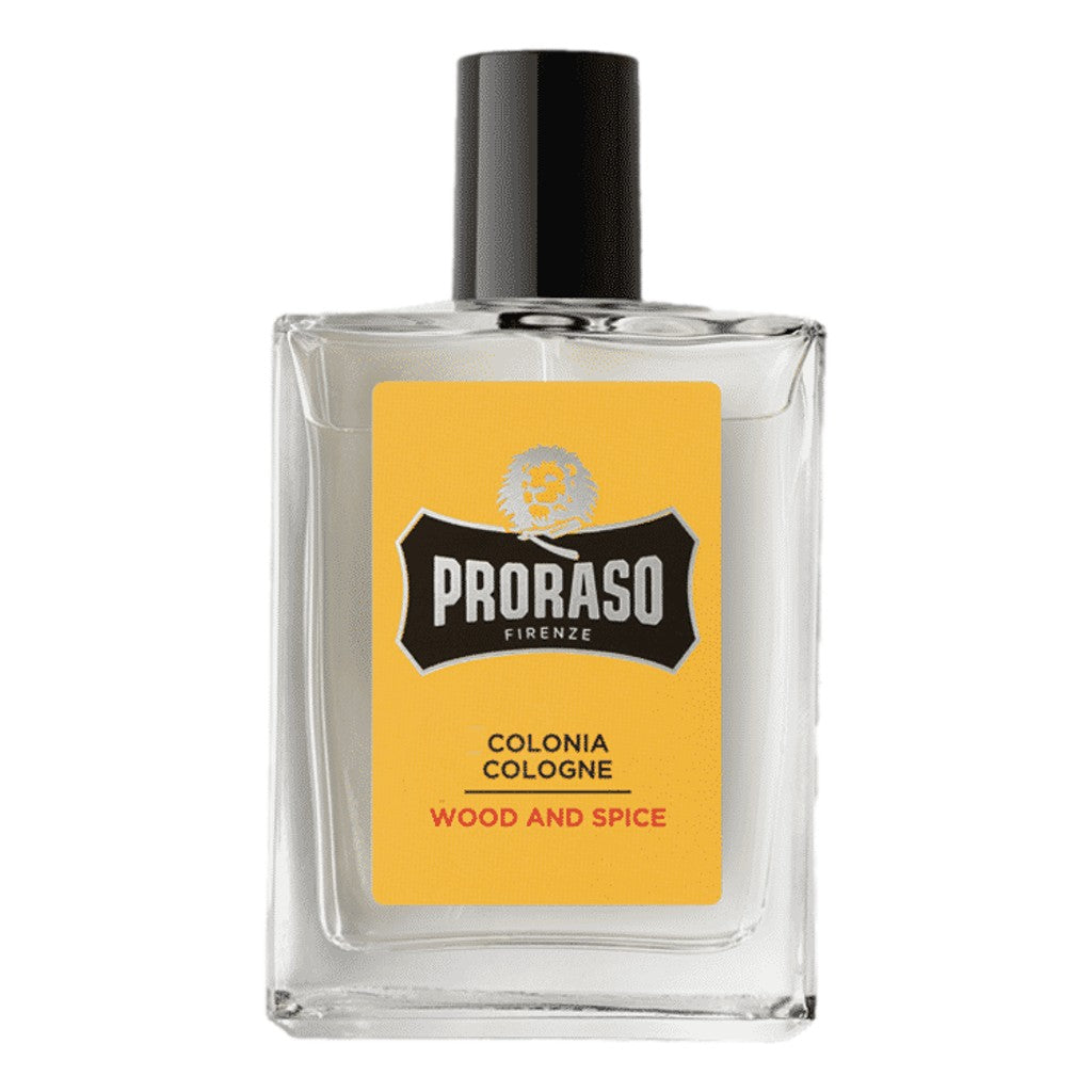 Proraso Wood and Spice Cologne 100ml bottle with warm woody spice fragrance for men