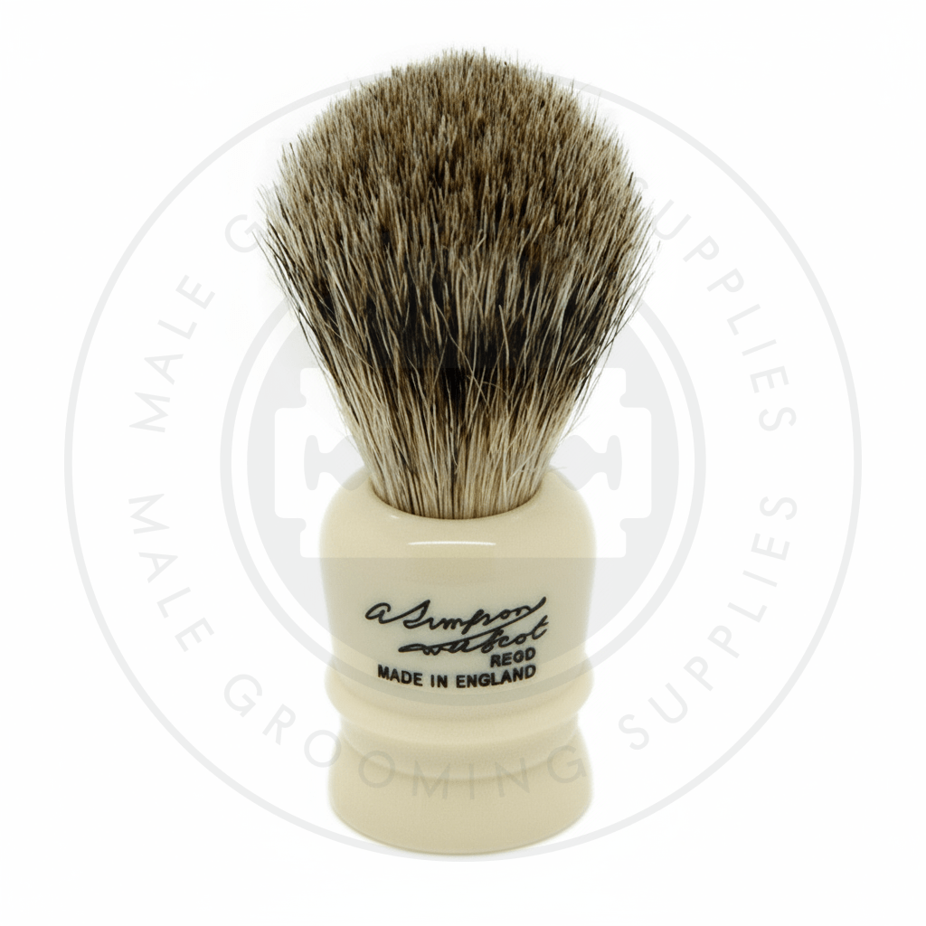 Simpsons Wee Scot small faux ivory shaving brush with Best Badger hair
