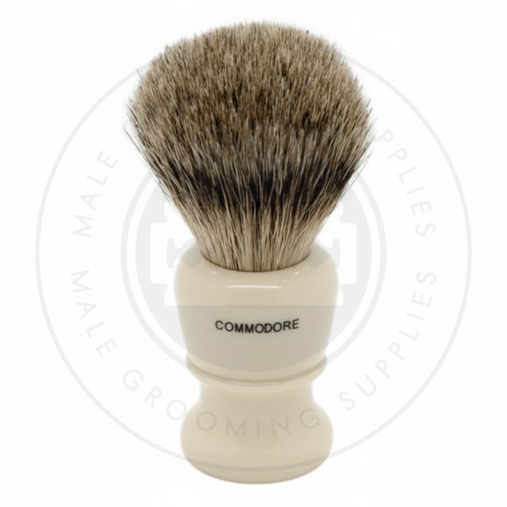 Simpsons Commodore faux ivory shaving brush with Best Badger hair - X1 Best - Back