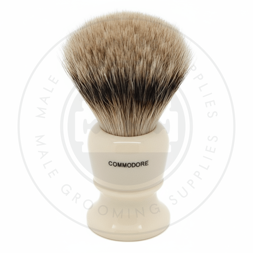 Simpsons Commodore faux ivory shaving brush with Best Badger hair - X2 Best - Back