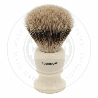 Simpsons Commodore faux ivory shaving brush with Best Badger hair - X2 Best - Back