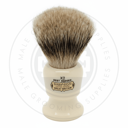 Simpsons Commodore faux ivory shaving brush with Best Badger hair - X2 Best - Front