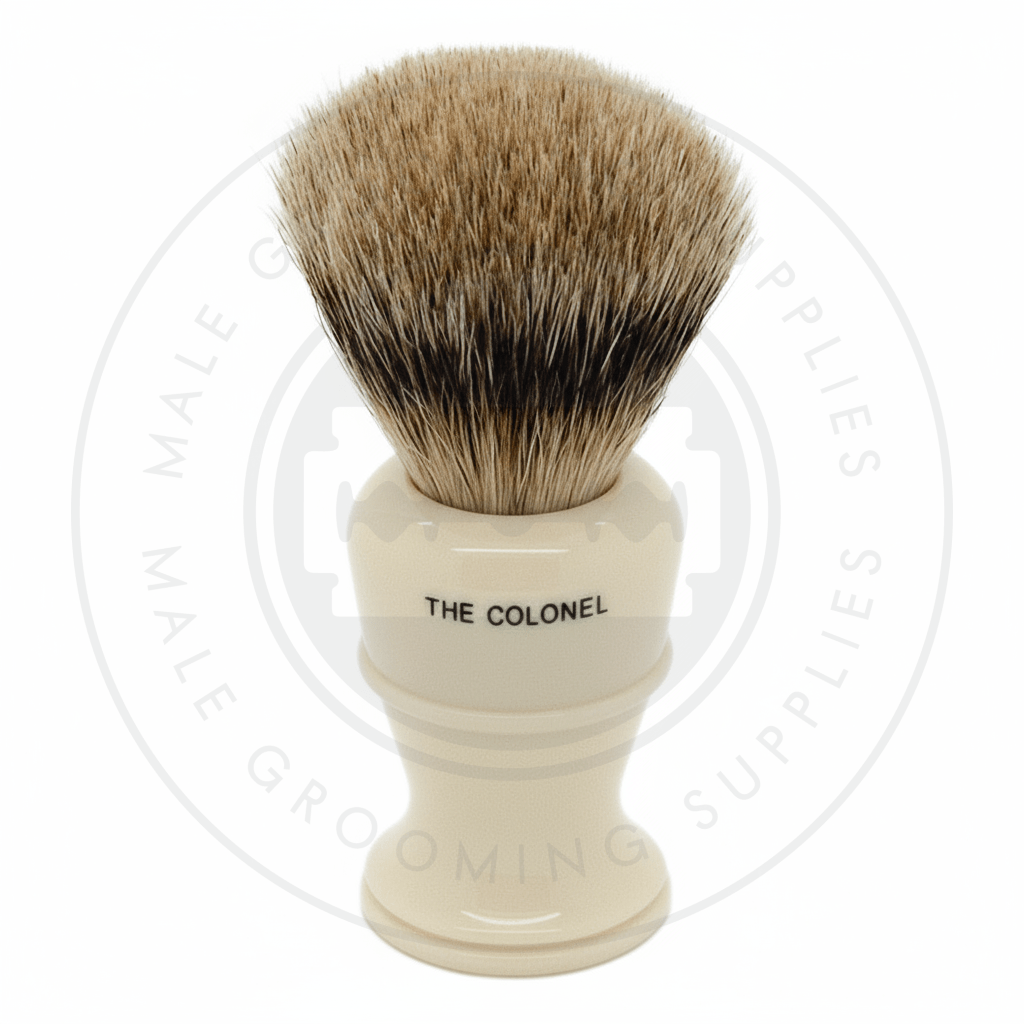 Simpsons Colonel X2L faux ivory shaving brush with Best Badger hair - Back
