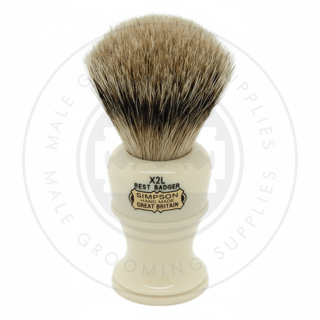 Simpsons Colonel X2L faux ivory shaving brush with Best Badger hair - Front